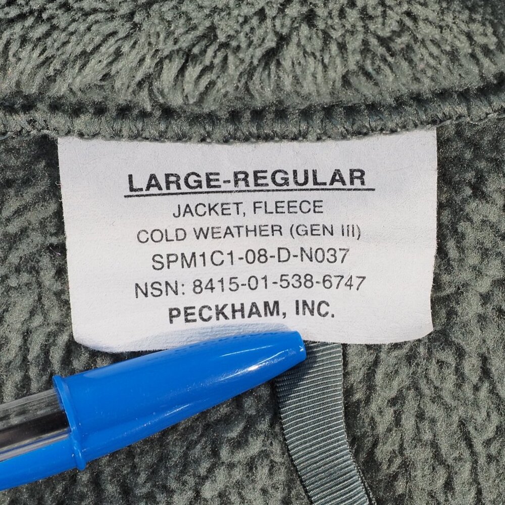 Gen III Fleece Jacket Large Green Cold Weather Full Zip Military Army Bomber - Picture 3 of 11